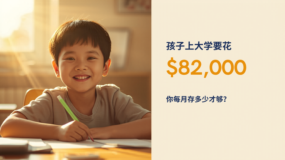 孩子上大学要花8万新币，你每月存多少才够？